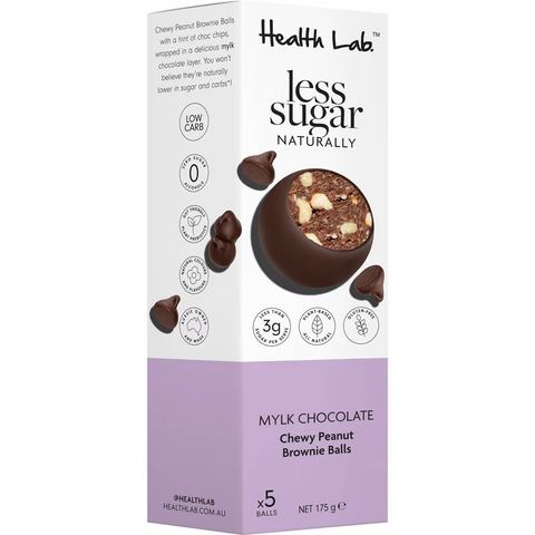 Health Lab Less Sugar Naturally Mylk Chocolate Peanut Brownie Balls 5 Pack