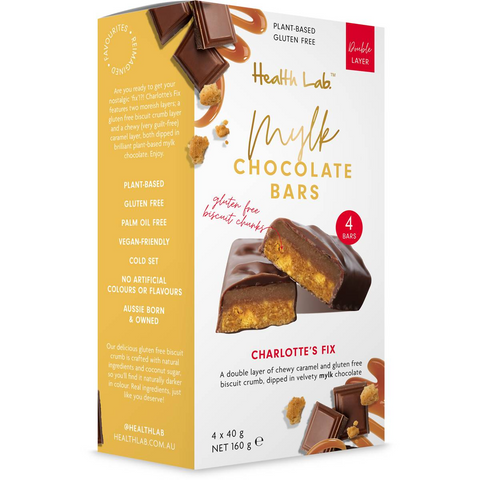 Health Lab Charlotte's Fix Caramel Choc Bars Plant Based Gluten Free 160g