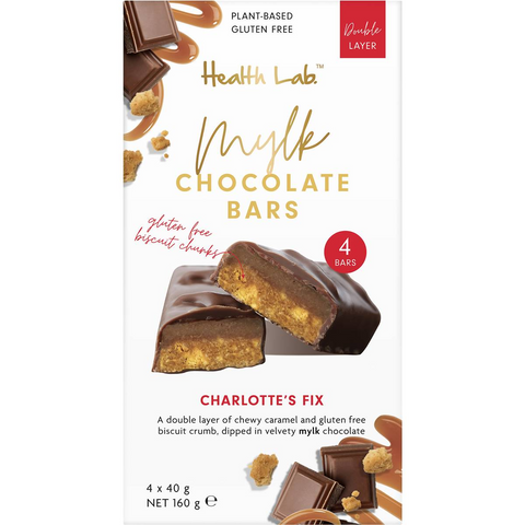 Health Lab Charlotte's Fix Caramel Choc Bars Plant Based Gluten Free 160g