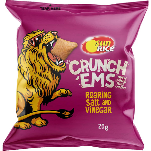 Sunrice Crunch 'ems Oven Baked Rice Snacks Salt & Vinegar 6 Pack