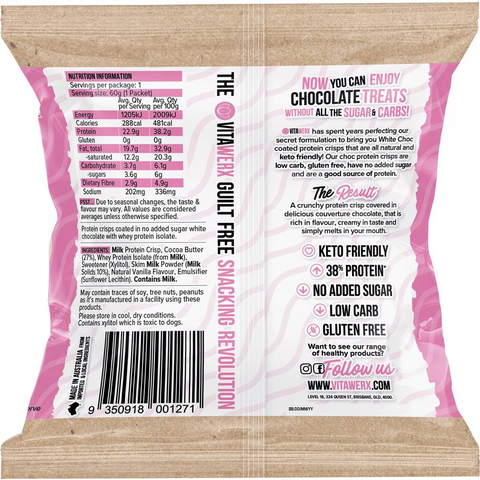 Vitawerx Puff'd Protein Crisps White Choc 60g