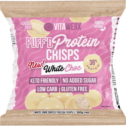 Vitawerx Puff'd Protein Crisps White Choc 60g