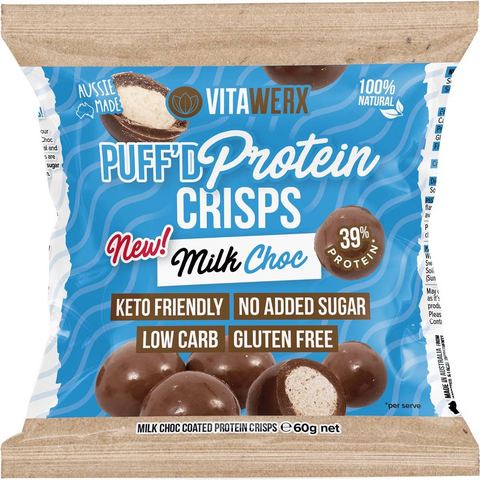 Vitawerx Puff'd Protein Crisps Milk Choc 60g