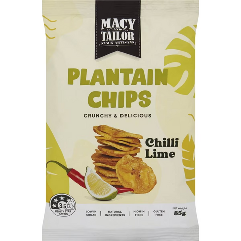 Macy And Tailor Plantain Chips Chilli Lime 85g