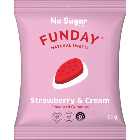 Funday Natural Sweets Flavoured Gummies Strawberry & Cream 50g