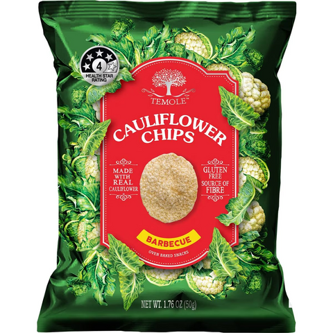 Temole Cauliflower Chips Oven Baked Snacks Barbecue 50g