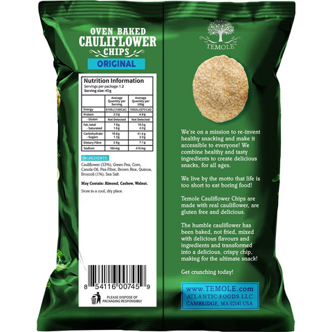 Temole Cauliflower Chips Oven Baked Snacks Original 50g