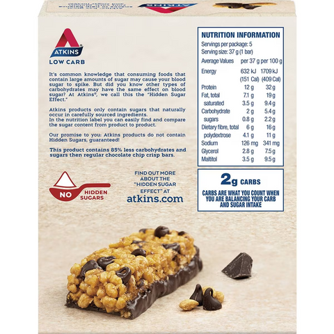 Atkins Day Break Bar Chocolate Chip Crisp 5x37g