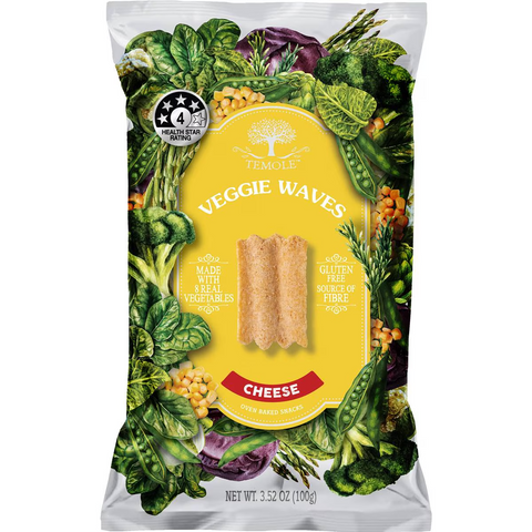 Temole Veggie Waves Oven Baked Snacks Cheese 100g