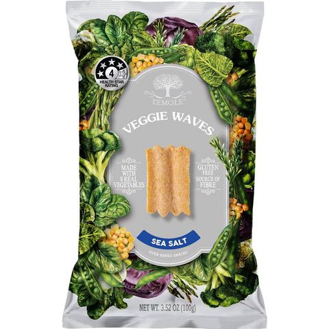 Temole Veggie Waves Oven Baked Snacks Sea Salt 100g