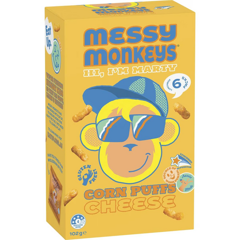 Messy Monkeys Corn Puffs Cheese 102g