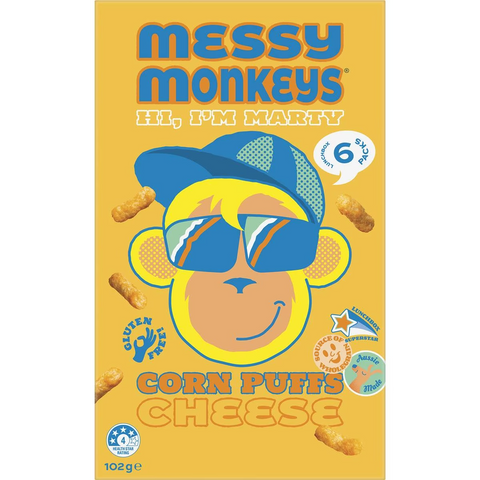 Messy Monkeys Corn Puffs Cheese 102g