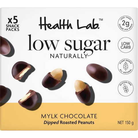 Health Lab Low Sugar Mylk Chocolate Dipped Roasted Peanuts 150g