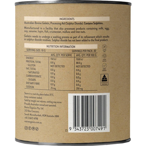 Nutra Organics Australian Gelatin Powder 300g