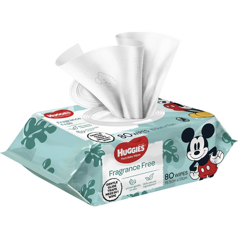 Huggies Thick Baby Wipes Fragrance Free 80 Pack