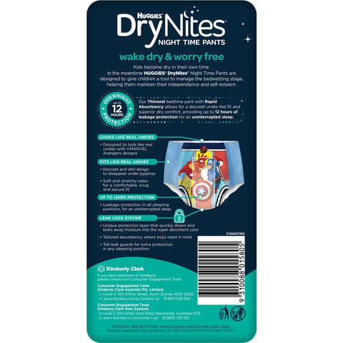 Huggies Drynites Night Time Pants For Boys 4-7 Years (17-30kg) 9 Pack