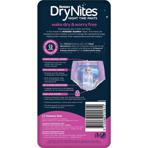 Huggies Drynites Night Time Pants For Girls 4-7 Years (17-30kg) 9 Pack