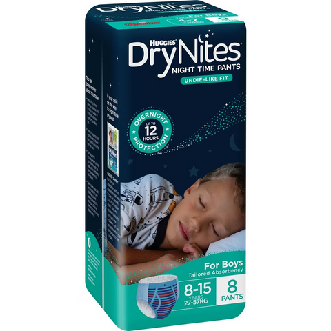 Huggies Drynites Night Time Pants For Boys 8-15 Years (27-57kg) 8 Pack