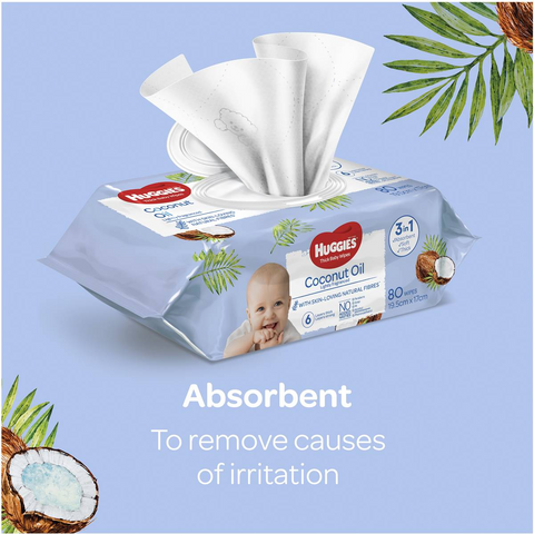 Huggies Thick Baby Wipes Coconut Oil 240 Pack