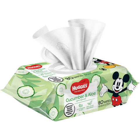 Huggies Thick Baby Wipes Cucumber & Aloe 80 Pack