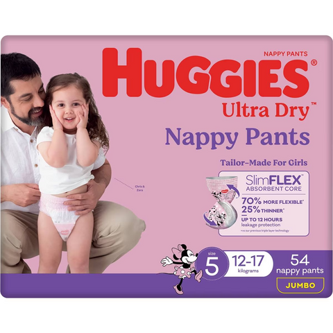 Huggies Ultra Dry Nappy Pants Girls Size 5 (12-17kg) 54 Pack