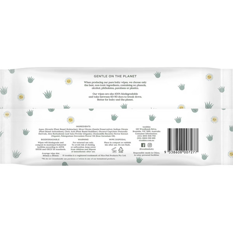 Tooshies Eco Wipes Aloe Vera & Chamomile Baby Wipes 70 Pack