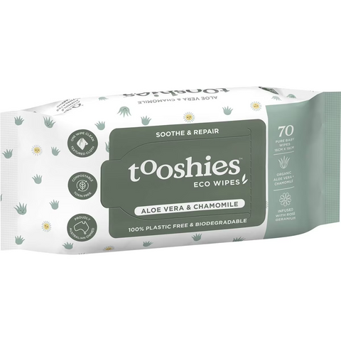 Tooshies Eco Wipes Aloe Vera & Chamomile Baby Wipes 70 Pack