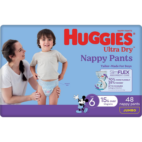 Huggies Ultra Dry Nappy Pants Boys Size 6 (15kg+) 48 Pack