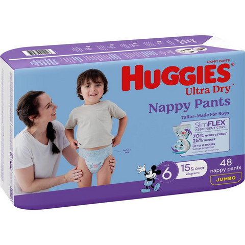 Huggies Ultra Dry Nappy Pants Boys Size 6 (15kg+) 48 Pack