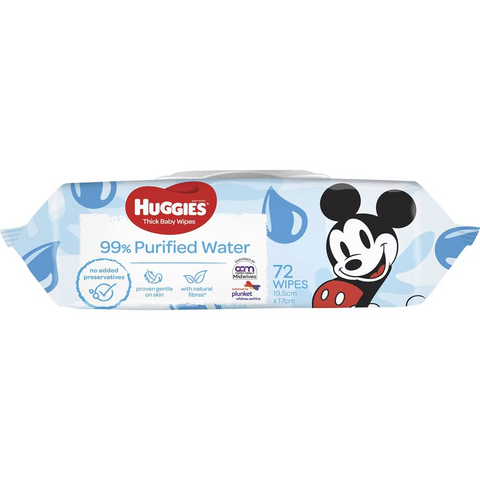 Huggies Thick Baby Wipes 99% Purified Water 72 Pack