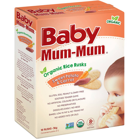 Baby Mum-mum Organic Rice Rusk Sweet Potato & Carrot 36g X 18 Pack