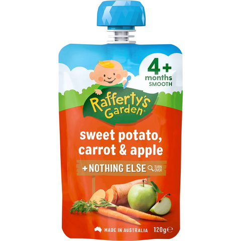 Rafferty's Garden Baby Food Pouch Sweet Potato, Carrot & Apple 4+ Months