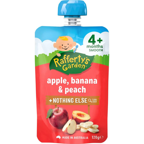 Rafferty's Garden Baby Food Pouch Apple, Banana & Peach Nothing Else 4+