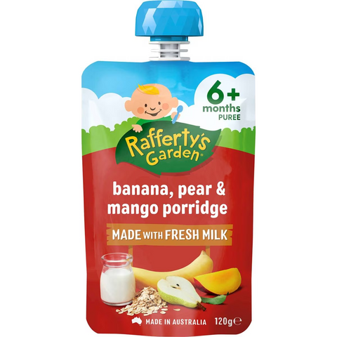 Rafferty's Garden Banana Pear & Mango Porridge Baby Food Pouch 6+