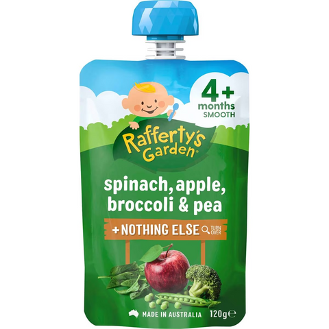 Rafferty's Garden Baby Food Pouch Spinach, Apple , Broccoli & Pea 4+ Months