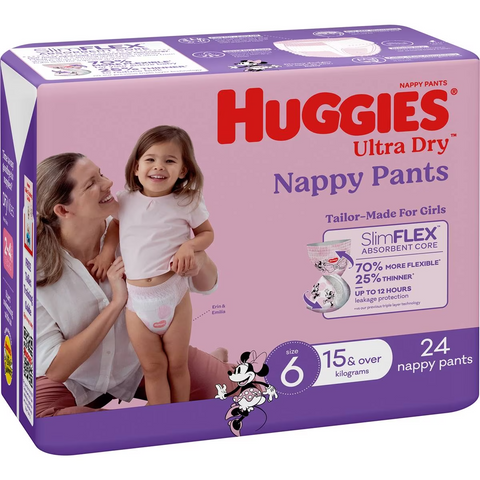 Huggies Ultra Dry Nappy Pants Girls Size 6 (15kg+) 24 Pack