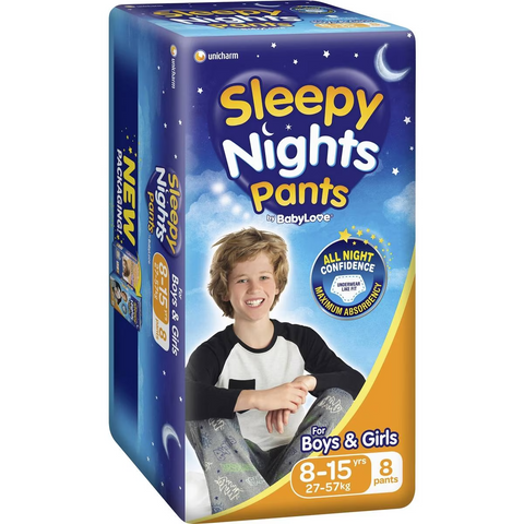 Babylove Sleepynights Pants 8-15 Years (27-57kg) 8 Pack