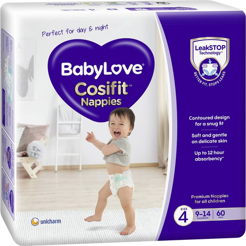 Babylove Cosifit Nappies Size 4 (9-14kg) 60 Pack