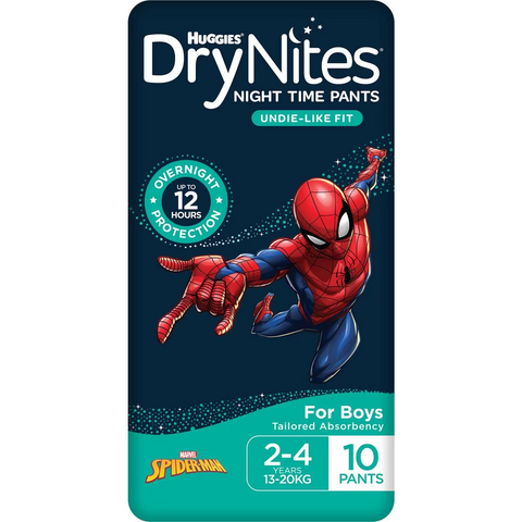 Huggies Drynites Night Time Pants For Boys 2-4 Years (13-20kg) 10 Pack