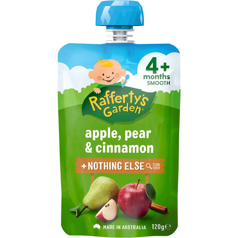 Rafferty's Garden Baby Food Pouch Apple, Pear & Cinnamon 4+ Months 120g