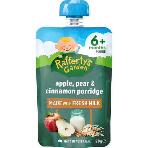 Rafferty's Garden Baby Food Pouch Apple, Pear & Cinnamon Porridge 6+