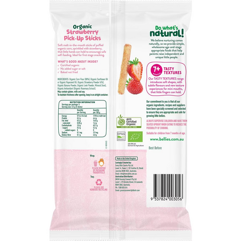 Little Bellies Organic Strawberry Pick-up Sticks 16g