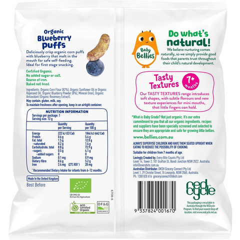 Baby Bellies Organic Puffs Blueberry 12g