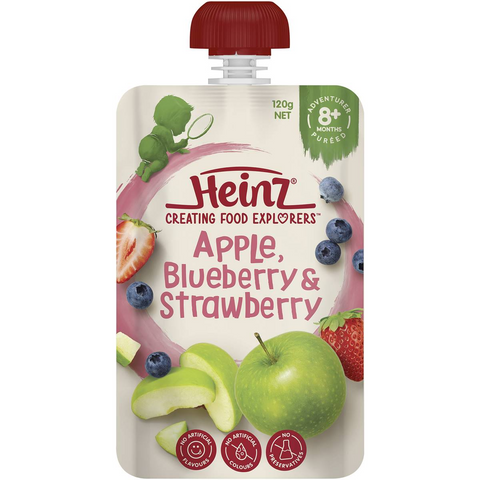 Heinz Baby Food 8+ Months Apple, Blueberry & Strawberry 120g