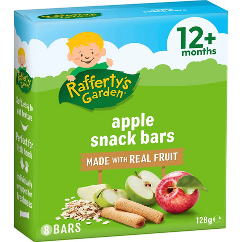 Rafferty's Garden Baby Food Apple Snack Bars Real Fruit 8 Pack 12+ Months