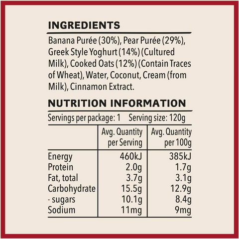 Heinz Smoothie Banana, Pear, Oat, Greek Yoghurt Baby Food 8+ M 120g