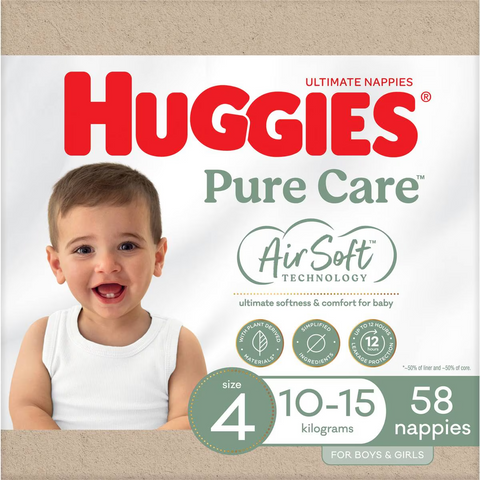 Huggies Ultimate Nappies Size 4 (10-15kg) 58 Pack