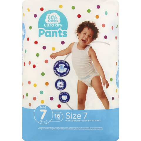 Little One's Ultra Dry Nappy Pants Size 7 - 18+ Kg 16 Pack