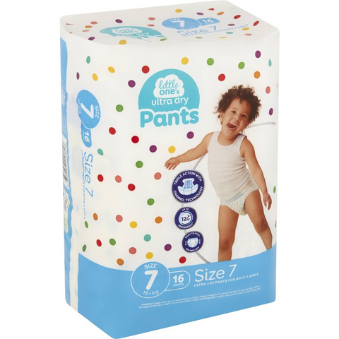 Little One's Ultra Dry Nappy Pants Size 7 - 18+ Kg 16 Pack