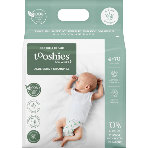 Tooshies Eco Wipes Aloe Vera & Chamomile Baby Wipes 280 Pack